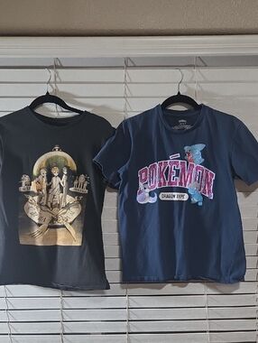 Teen Navy Dragon Type Graphic T-Shirt And Black Graphic Tee